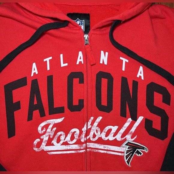 Atlanta Falcons Hoodie NFL Large Classic Hooded Full Zip Sweatshirt Red - Picture 3 of 8